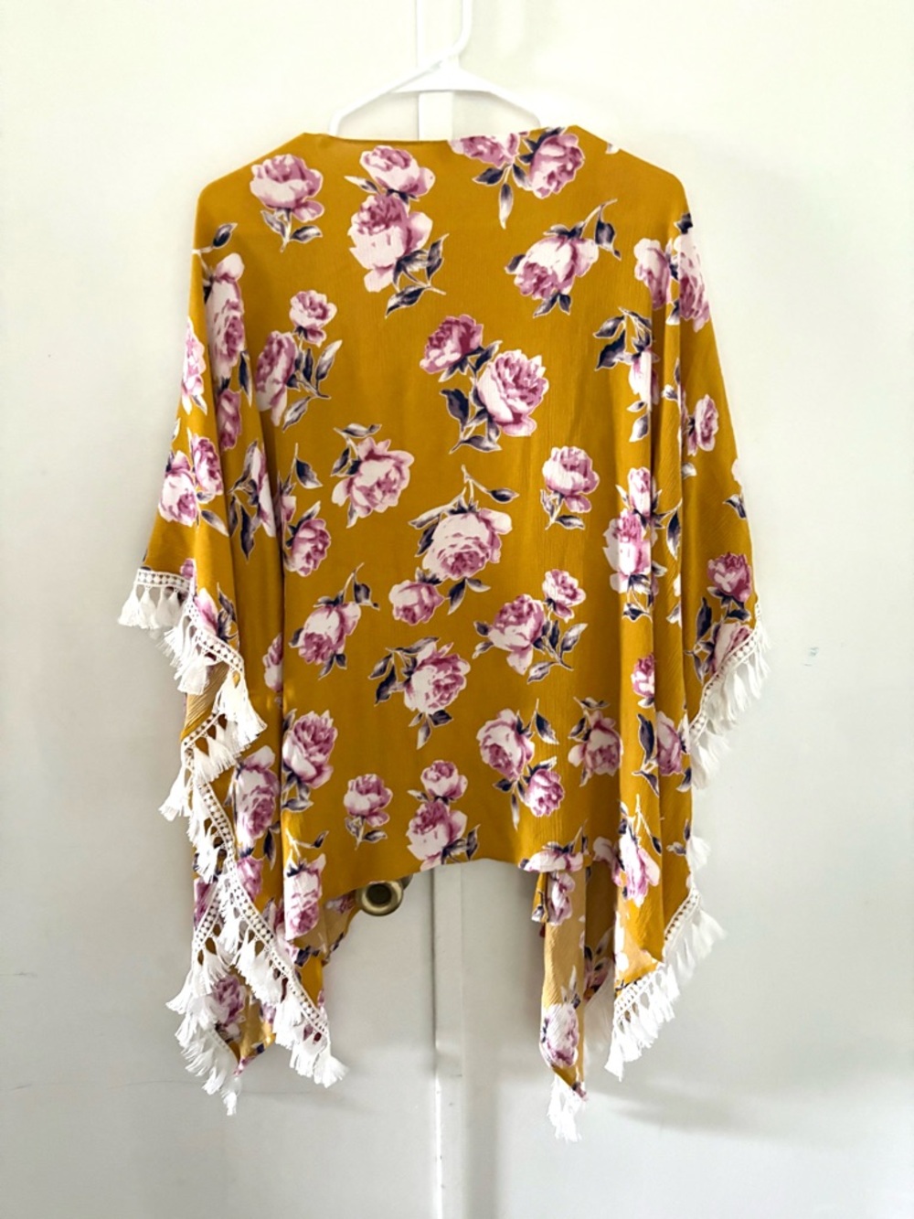 Umgee Floral Tassel Kimono Cover Up Boho Mustard Size Small #0135 - Picture 3 of 4